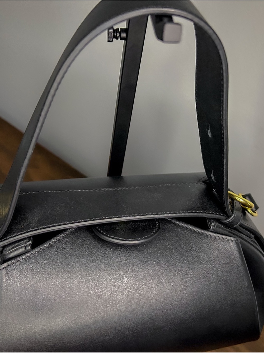 Yuzefi NWT Loaf Black Leather Top Handle Crossbody Bag Made in Spain - Picture 15 of 15